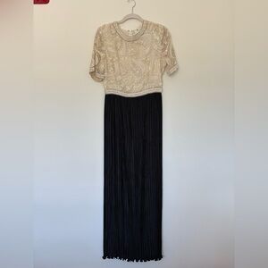 George F. Couture Pearl Beaded Gown Saks Fifth Avenue Sequin Maxi Dress 8